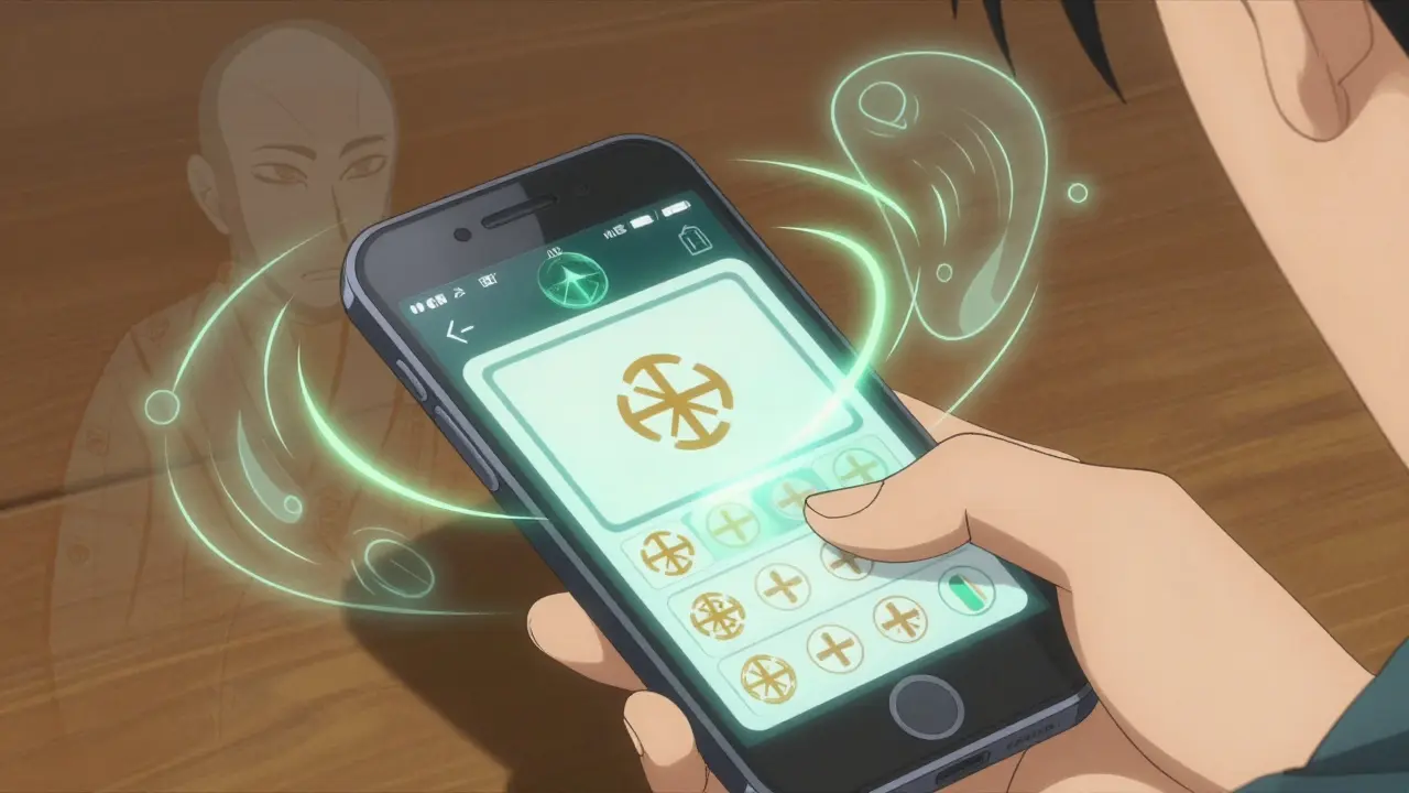 Hand scanning med pack with abstract security symbols radiating