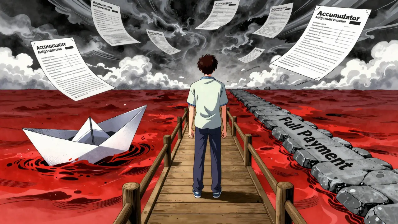 Conceptual anime art showing insurance deductible trap with sinking coupon boat