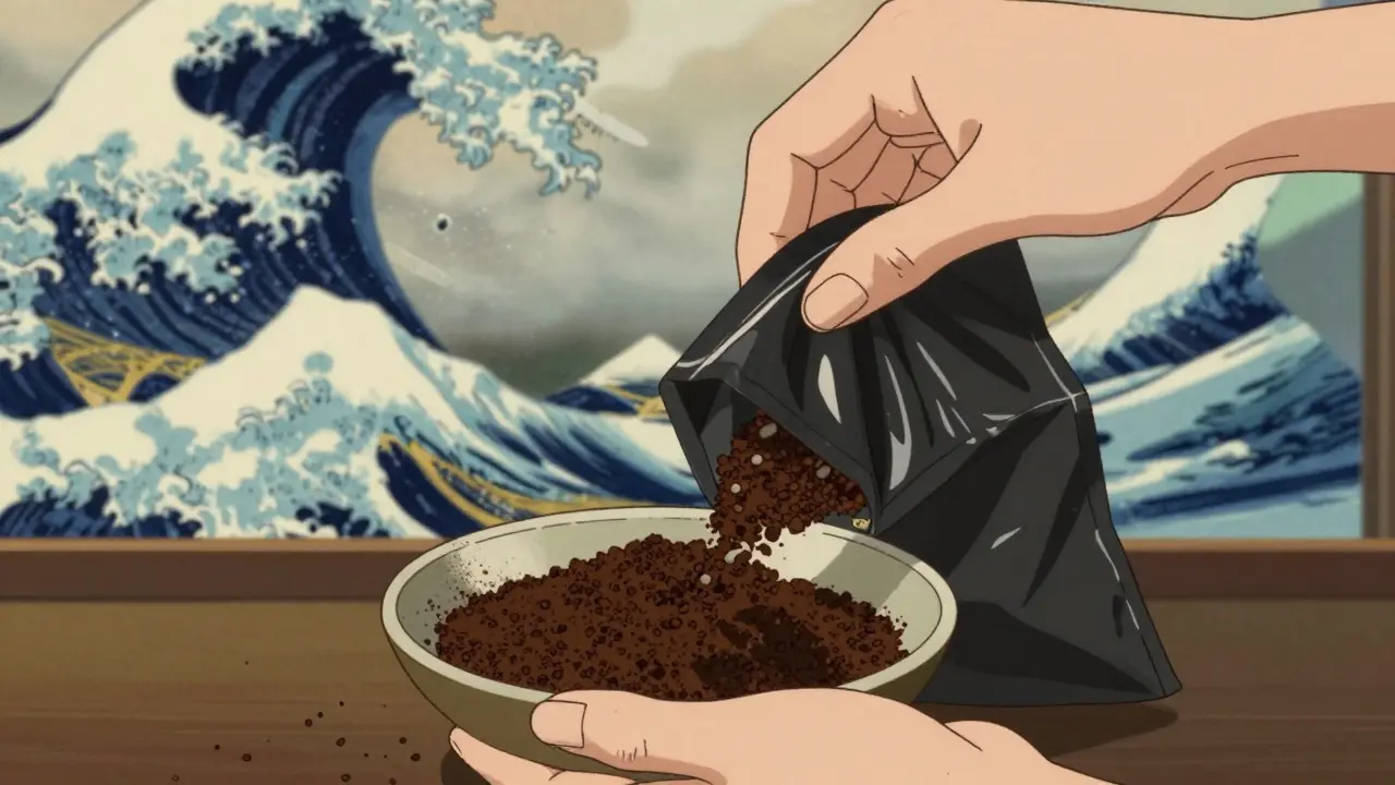 Mixing expired meds with coffee grounds for disposal