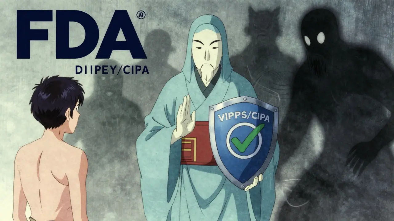 Guardian spirit protecting from scams, ukiyo-e anime art