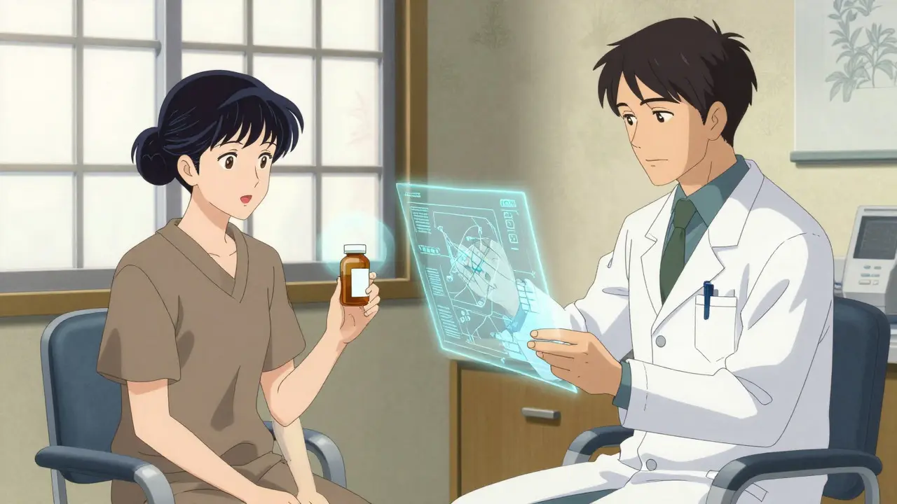 Patient and doctor discussing personalized medicine in clinic