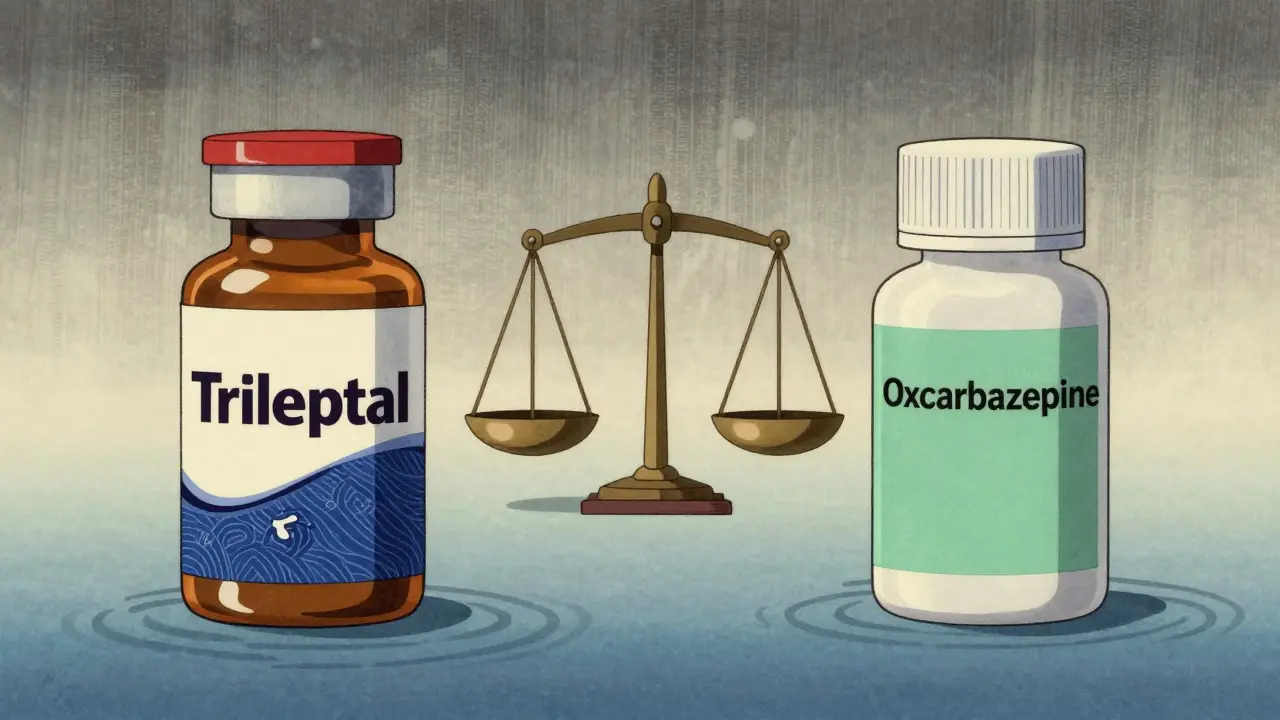 Gold brand vs white generic medicine bottles balanced on a scale