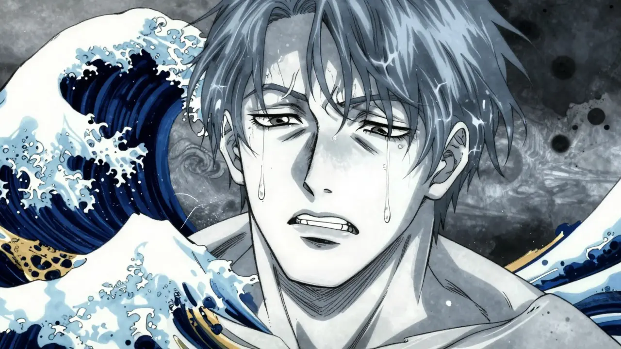 Manga-style close-up of an anxious character with swirling background lines representing overstimulation.